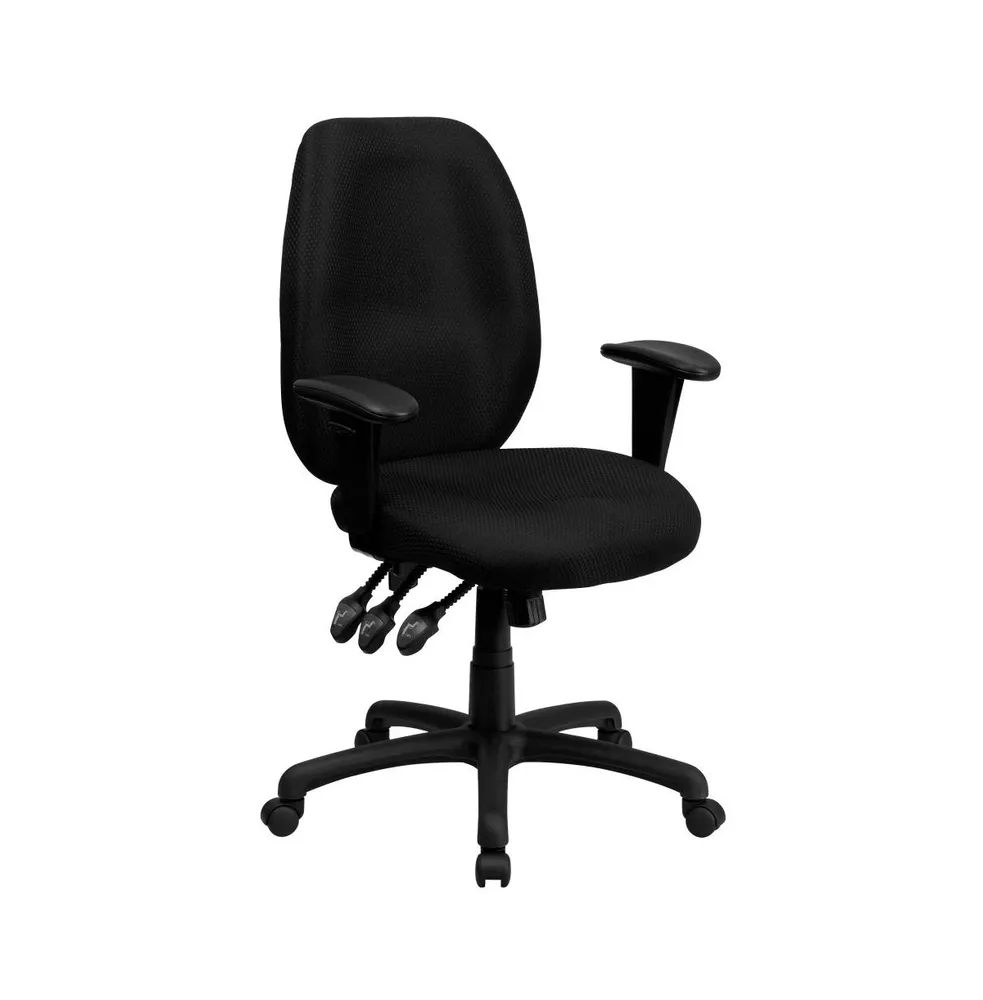 Emma+Oliver High Back Fabric 3-Paddle Ergonomic Swivel Office Chair Adjustable Arms