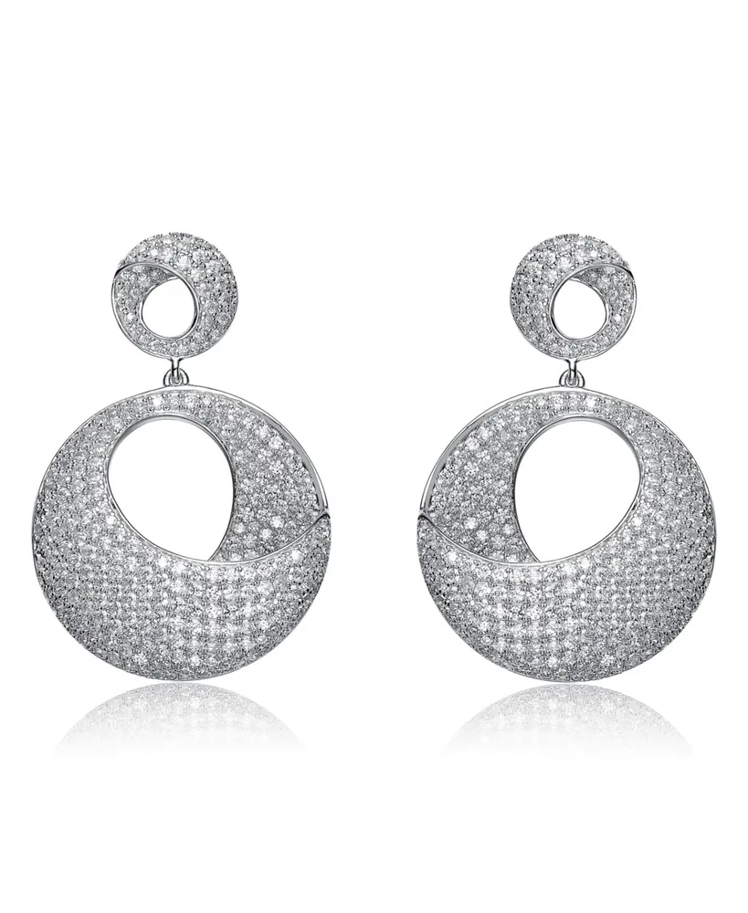 Genevive Sterling Silver Cubic Zirconia Overlap Circle Earrings