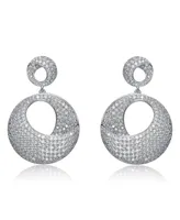 Genevive Sterling Silver Cubic Zirconia Overlap Circle Earrings