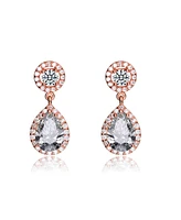 Genevive Sterling Silver Cubic Zirconia Pear Drop Earrings