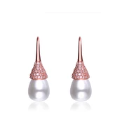 Sterling Silver Cubic Zirconia and Pearl Bulb Earrings