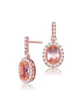 Genevive 18K Rose Gold Overlay Circle Champagne Cubic Zirconia Earrings