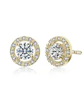 Rachel Glauber Cubic Zirconia Elegant Halo Stud Earrings