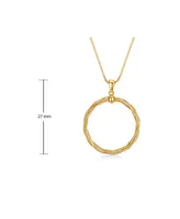 Rachel Glauber 14k Yellow Gold Plated Twisted Rope Eternity Wreath Halo Box chain Necklace