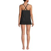 Lands' End Women's Mastectomy High Neck Swim Dress One Piece Swimsuit Adjustable Straps