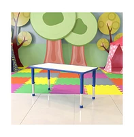 Emma+Oliver 23.625"W X 47.25"L Rectangular Plastic Height Adjustable Activity Table