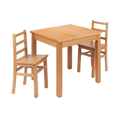 Emma+Oliver Kids Natural Solid Wood Table And Chair Set For Classroom, Playroom, Kitchen