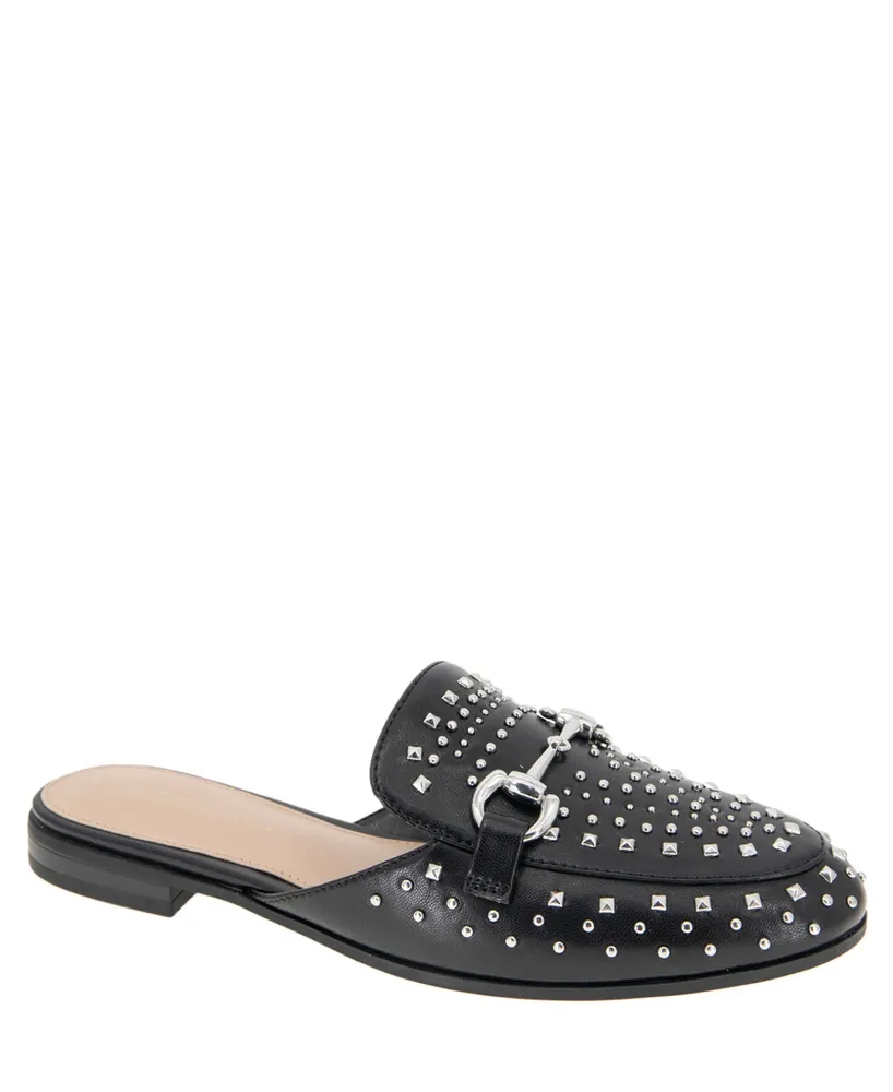 BCBGeneration Women's Zorie Tailored Studded Slip-On Loafer Mules