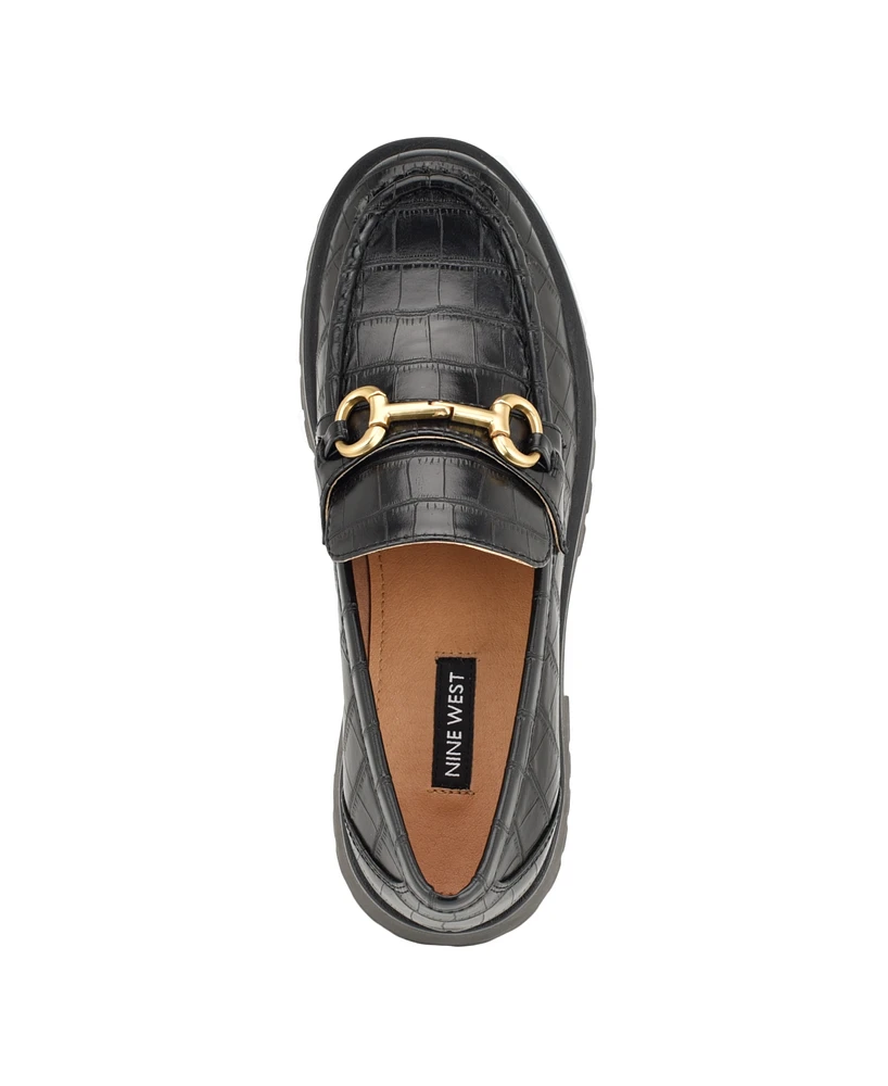 Nine West Women's Allmy Round Toe Lug Sole Casual Loafers