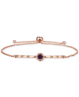 Amethyst & Polished Bar Bolo Bracelet (1/4 ct. t.w.) Rose Gold-Plated Sterling Silver (Also Swiss Blue Topaz Madeira Citrine)