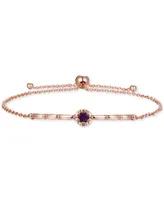 Amethyst & Polished Bar Bolo Bracelet (1/4 ct. t.w.) Rose Gold-Plated Sterling Silver (Also Swiss Blue Topaz Madeira Citrine)