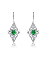 Genevive Sterling Silver Oval and Round Cubic Zirconia Adorn Leverback Earrings