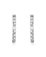 Rachel Glauber White Gold Plated with Cubic Zirconia Inside Out Hoop Earrings