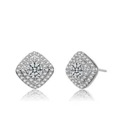 Ga Cubic Zirconia Pave Square Shape Stud Earrings