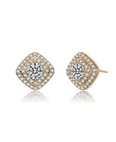 Rachel Glauber Ga Cubic Zirconia Pave Square Shape Stud Earrings