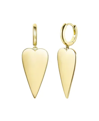 Rachel Glauber 14k Gold Plated Elongated Heart Charm Dangle Mini Hoop Earrings