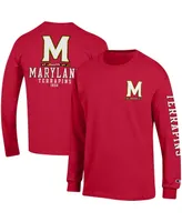 Men's Champion Red Maryland Terrapins Team Stack Long Sleeve T-shirt