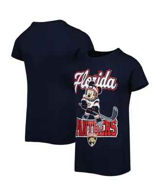 Big Girls Navy Florida Panthers Mickey Mouse Go Team Go T-shirt