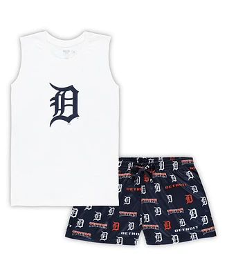 Women's Concepts Sport White, Navy Detroit Tigers Plus Tank Top and Shorts Sleep Set