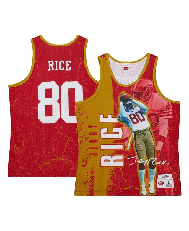 Men's Mitchell & Ness Jerry Rice Scarlet/Gold San Francisco 49ers 1994  Split Legacy Replica Jersey