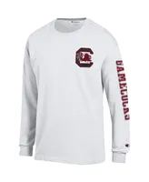 Men's Champion White South Carolina Gamecocks Team Stack 3-Hit Long Sleeve T-shirt