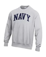 Men's Champion Heathered Gray Navy Midshipmen Arch Reverse Weave Pullover Sweatshirt