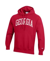 Men's Champion Red Georgia Bulldogs Team Arch Reverse Weave Pullover Hoodie