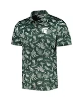 Men's Columbia Green Michigan State Spartans Super Terminal Tackle Omni-Shade Polo Shirt