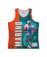 Men's Mitchell & Ness Dan Marino Aqua Miami Dolphins 1990 Player Burst Tank Top