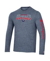 Men's Champion Heather Navy Washington Capitals Tri-Blend Long Sleeve T-shirt