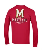 Men's Champion Red Maryland Terrapins Team Stack Long Sleeve T-shirt