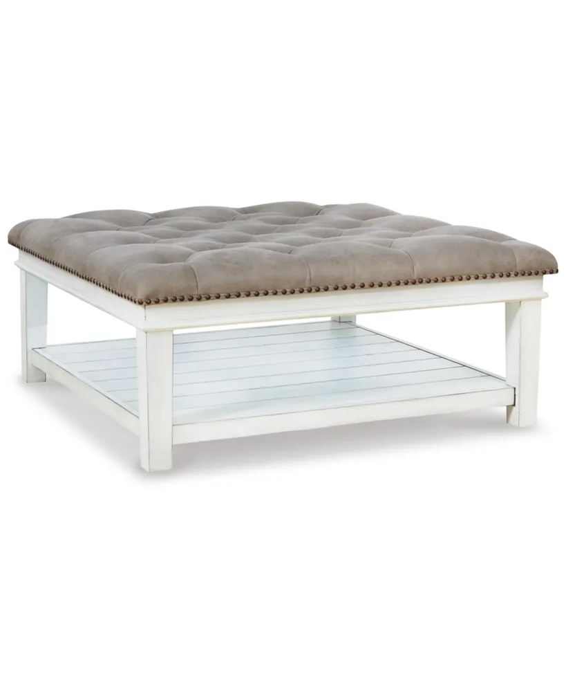 Signature Design By Ashley 18.5" Wood Upholstered Ottoman Coffee Table