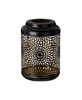 Glitzhome 8.75" H Metal Cutout Solar Powered Outdoor Hanging Lantern with Edison Bulb