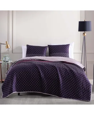 Bebejan Cordon Purple Bedding 100% Cotton 3-Piece King Size Reversible Quilt Set