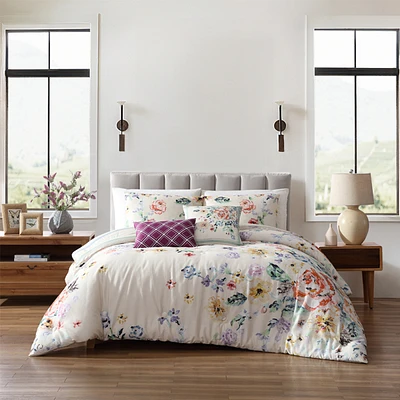 Bebejan Floral Garden Bedding 100% Cotton 5-Piece King Size Reversible Comforter Set