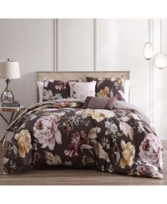 Floral Garden Chocolate Brown Reversible Comforter Set