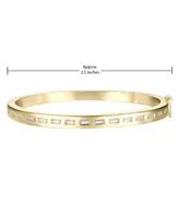 Rachel Glauber 14k Yellow Gold Plated with Bezel Set -Like Cubic Zirconia Baguette Bangle Bracelet