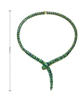 Rachel Glauber Enchanting Emerald Cubic Zirconia Snake Collar Necklace in 14k Yellow Gold Plating with Blue & Green Enamel