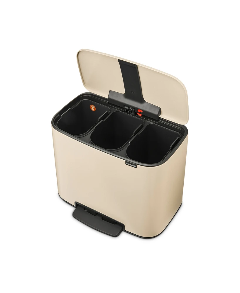 Bo Step on Multi Compartment Trash Can, 3 x Gallon, 11 Liter