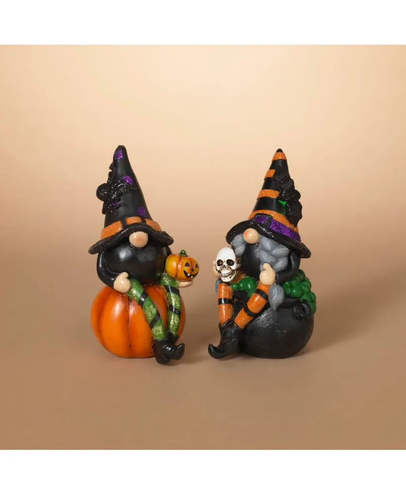 Set of 2 Whimsical Lighted Spooky Halloween Gnomes Decor