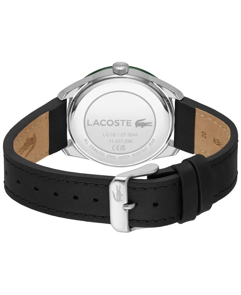 Lacoste Men's Everett Black Leather Strap Watch 40mm