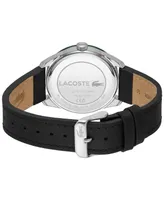Lacoste Men's Everett Black Leather Strap Watch 40mm