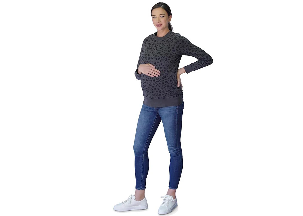 Women's Maternity Cozy Leopard Sweatshirt