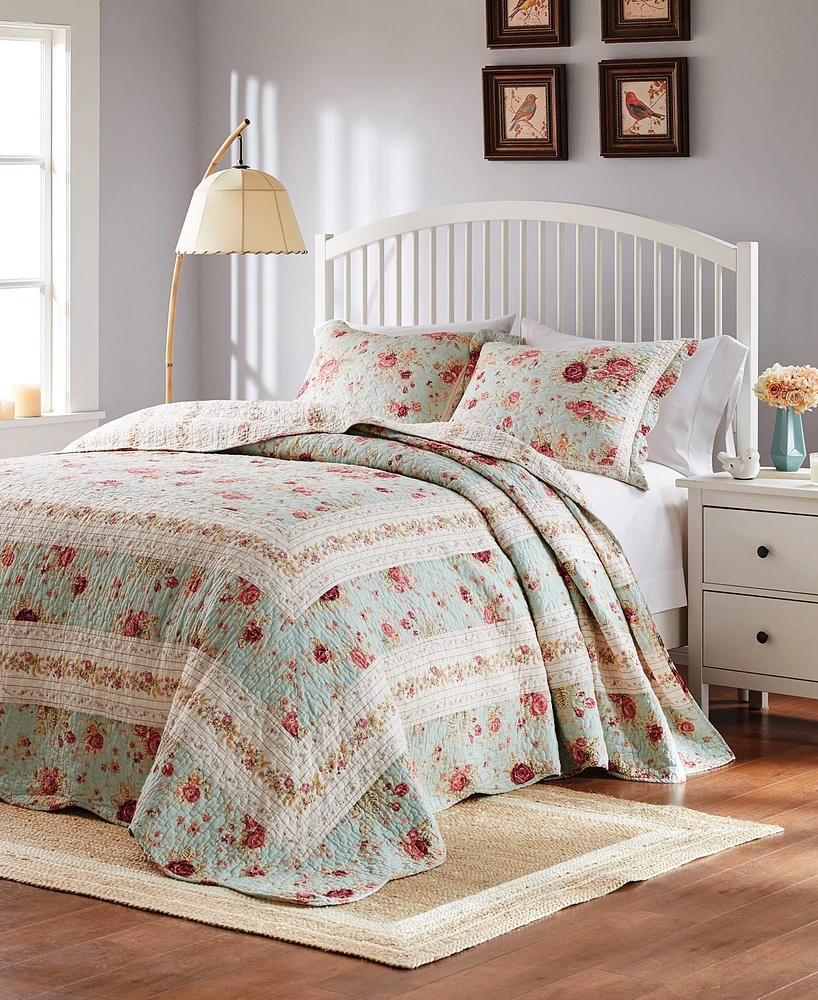 Greenland Home Fashions Antique-Like Rose 100% Cotton Traditional 3 Piece Bedspread Set, Queen