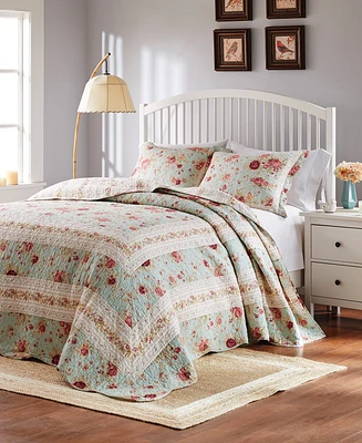 Greenland Home Fashions Antique-Like Rose 100% Cotton Traditional 3 Piece Bedspread Set, Queen