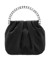 Nina Crystal Handle Satin Pouch Bag