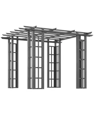 Outsunny 9' x 9' Vinyl Pergola, Pvc Outdoor Gazebo Grape Trellis, for Garden, Patio, Backyard, Deck