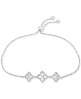Wrapped Diamond Clover Bolo Bracelet (1/2 ct. t.w.) in Sterling Silver, Created for Macy's
