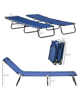 Outsunny Folding Chaise Lounge Pool Chairs, Reclining Back, Steel Frame & Breathable Mesh for Beach, Yard