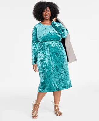 On 34th Plus Size Crushed Velvet Midi Dress, Created for Macy's